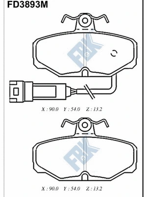Kit de plaquettes de frein, frein à disque FBK FD3893M