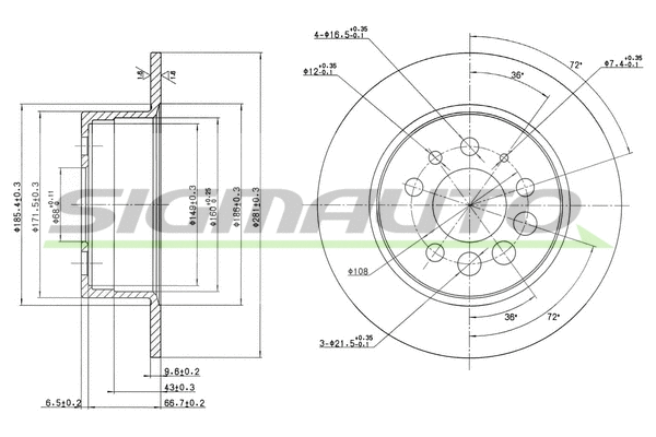 Disque de frein SIGMAUTO DBA080S