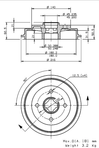 Tambour de frein VILLAR 627.0101