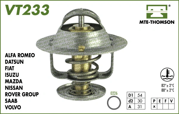 Thermostat, liquide de refroidissement MTE-THOMSON VT233.88