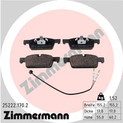 Kit de plaquettes de frein, frein à disque ZIMMERMANN 25222.170.2
