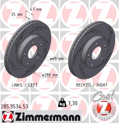 Disque de frein ZIMMERMANN 285.3534.53