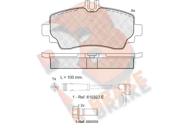 Kit de plaquettes de frein, frein à disque R BRAKE RB1516-701