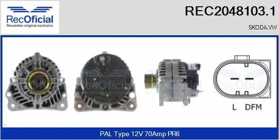 Alternateur RECOFICIAL REC2048103.1