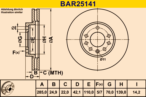 Disque de frein BARUM BAR25141