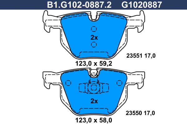 Kit de plaquettes de frein, frein à disque GALFER B1.G102-0887.2