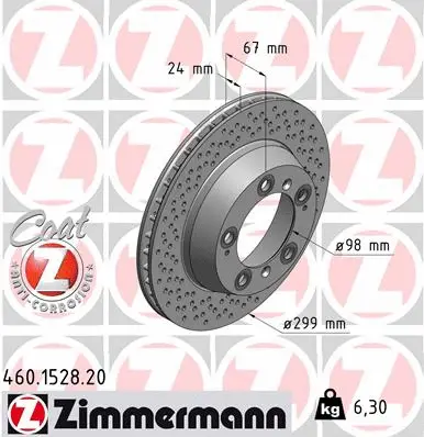 Disque de frein ZIMMERMANN 460.1528.20