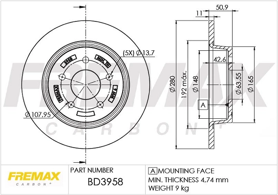 Disque de frein FREMAX BD-3958