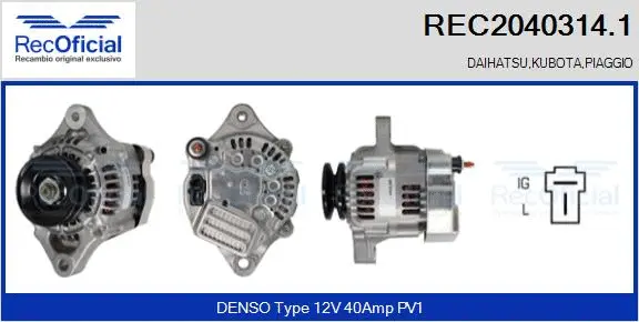 Alternateur RECOFICIAL REC2040314.1