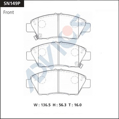 Kit de plaquettes de frein, frein à disque ADVICS SN149P