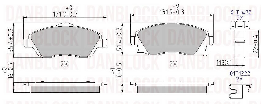 Kit de plaquettes de frein, frein à disque DANBLOCK DB 510446