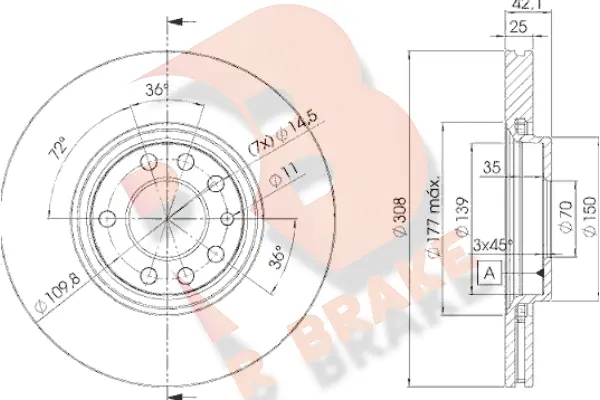 Disque de frein R BRAKE 78RBD29061