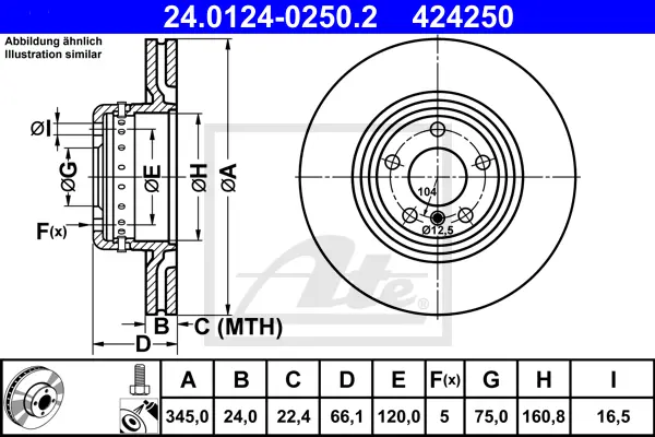Disque de frein ATE-APAC 24.0124-0250.2