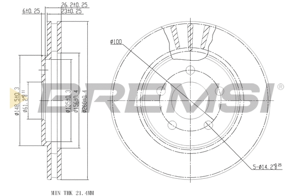 Disque de frein BREMSI CD7407V