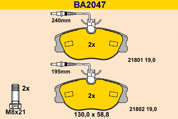 Kit de plaquettes de frein, frein à disque BARUM BA2047