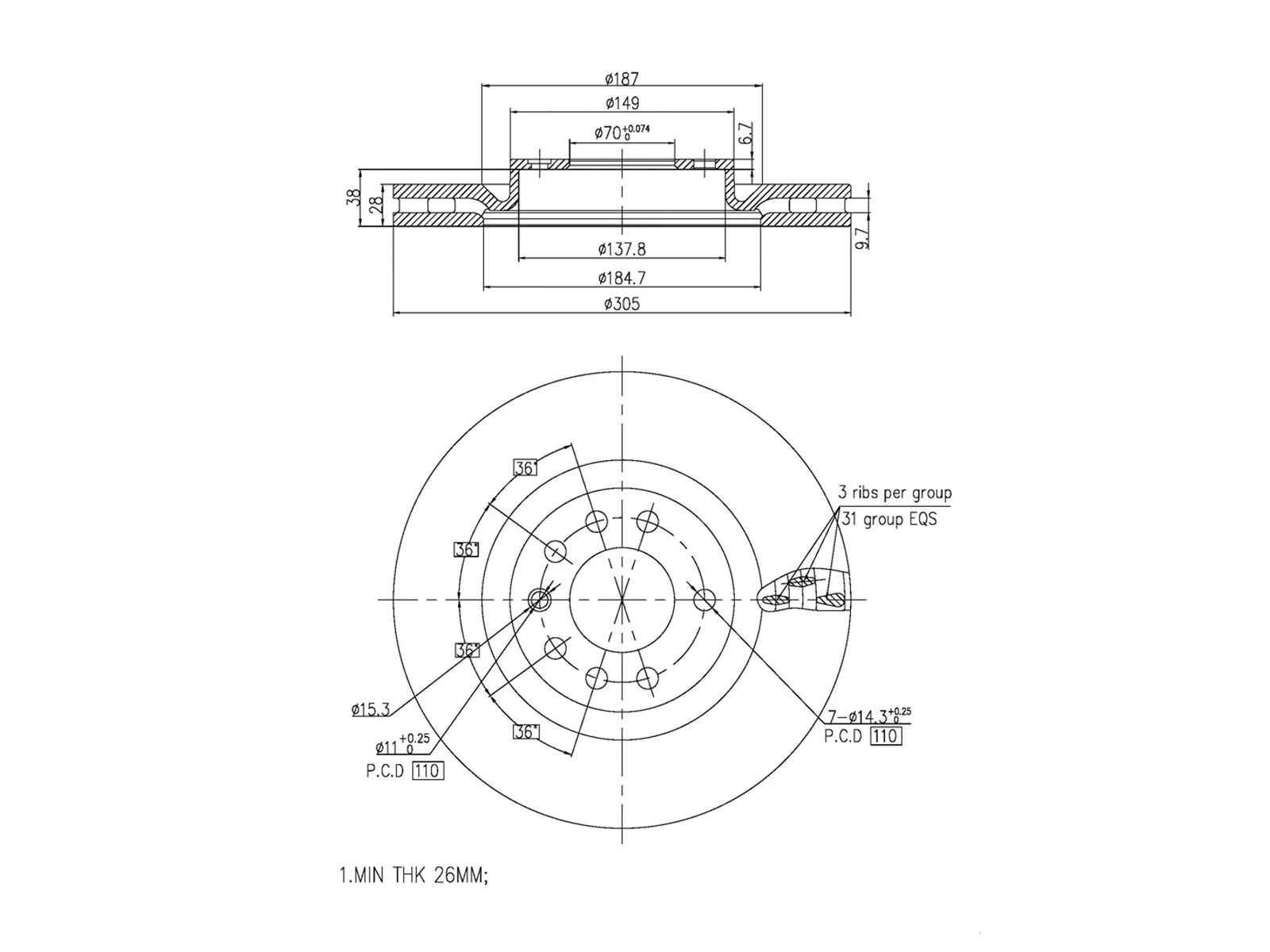 Disque de frein A.Z. Meisterteile AZMT-44-024-1255