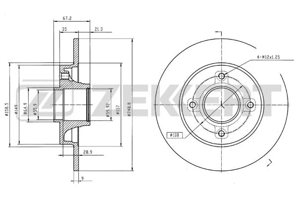 Disque de frein ZEKKERT BS-5216BZ