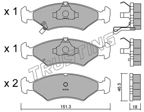 Kit de plaquettes de frein, frein à disque TRUSTING 129.0