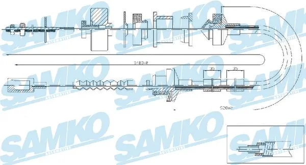 Tirette à câble, commande d'embrayage SAMKO C0056C