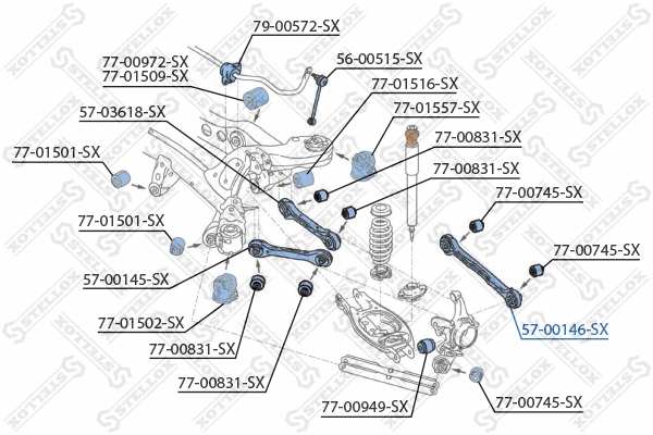 Bras de liaison, suspension de roue STELLOX 57-00146-SX