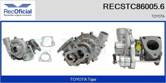 Turbocompresseur, suralimentation RECOFICIAL RECSTC86005.6