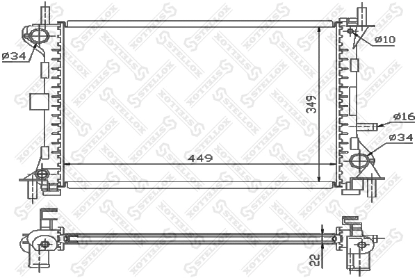 Radiateur, refroidissement du moteur STELLOX 10-25794-SX