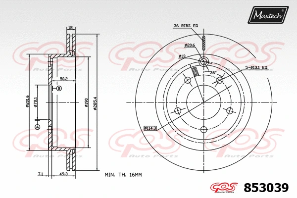 Disque de frein MAXTECH 853039