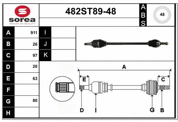 Arbre de transmission STARTCAR 482ST89-48