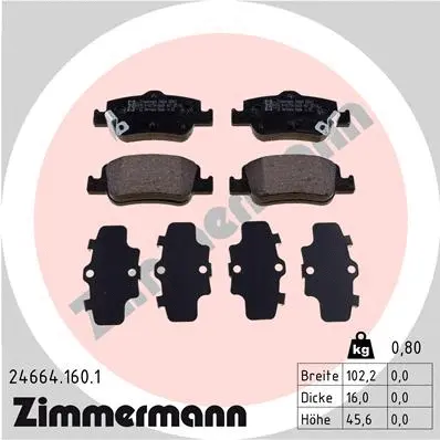 Kit de plaquettes de frein, frein à disque ZIMMERMANN 24664.160.1