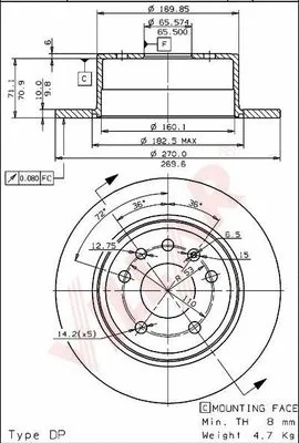 Disque de frein VILLAR 628.1038