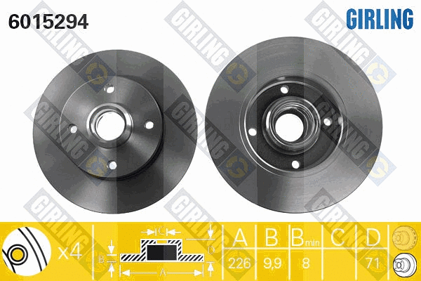 Disque de frein GIRLING 6015294
