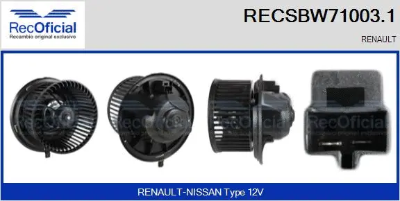 Pulseur d'air habitacle RECOFICIAL RECSBW71003.1