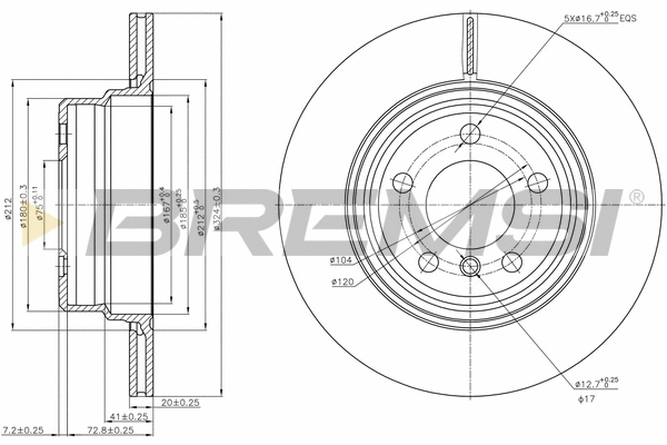 Disque de frein BREMSI CD7583V