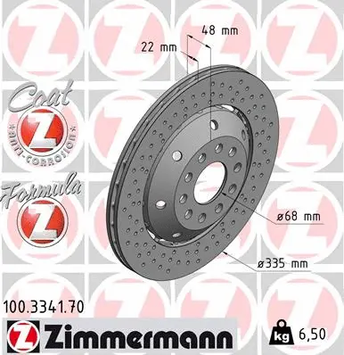 Disque de frein ZIMMERMANN 100.3341.70