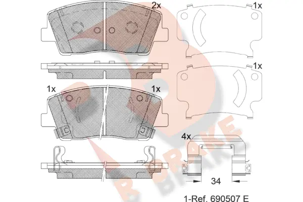 Kit de plaquettes de frein, frein à disque R BRAKE RB2316