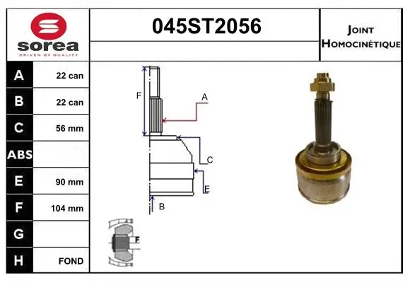 Jeu de joints, arbre de transmission STARTCAR 045ST2056