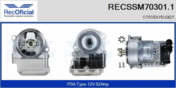 Moteur électrique, transmission de direction RECOFICIAL RECSSM70301.1
