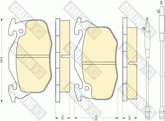 Kit de plaquettes de frein, frein à disque GIRLING 6110333