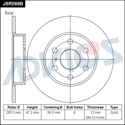 Disque de frein ADVICS J6R066B
