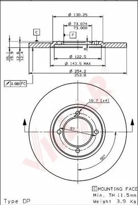 Disque de frein VILLAR 628.1656