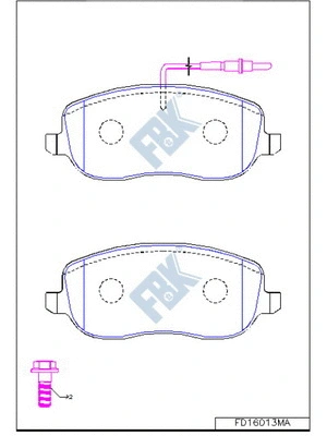 Kit de plaquettes de frein, frein à disque FBK FD16013MA