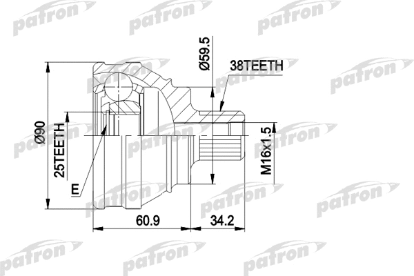 Jeu de joints, arbre de transmission PATRON PCV1119
