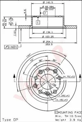 Disque de frein VILLAR 628.1234