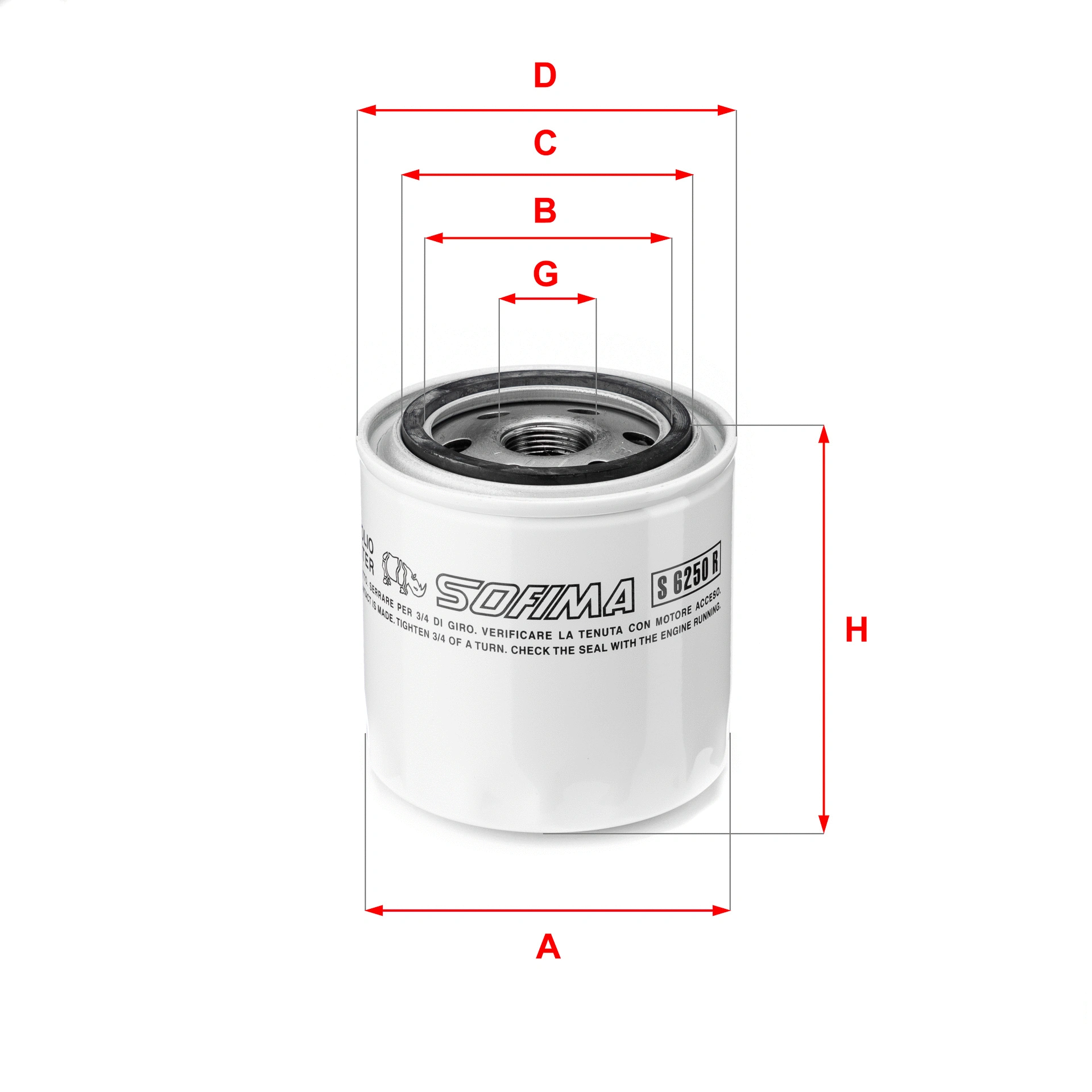 Filtre à huile SOFIMA S 6250 R