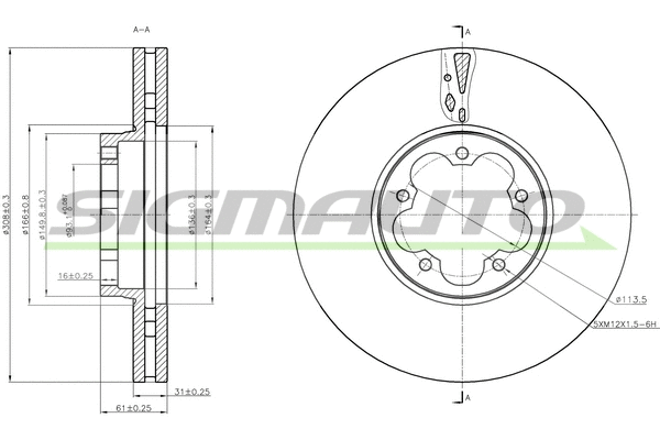 Disque de frein SIGMAUTO DBC468V