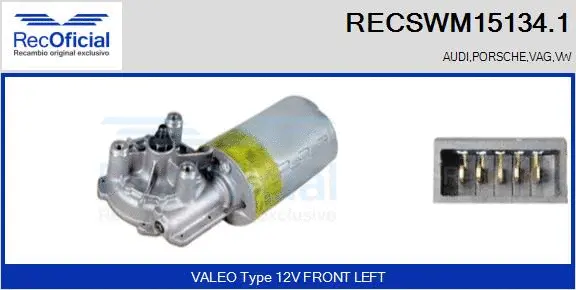 Moteur d'essuie-glace RECOFICIAL RECSWM15134.1