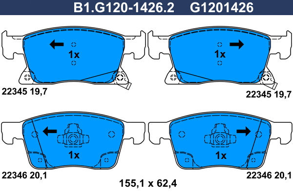 Kit de plaquettes de frein, frein à disque GALFER B1.G120-1426.2