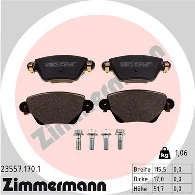 Kit de plaquettes de frein, frein à disque ZIMMERMANN 23557.170.1