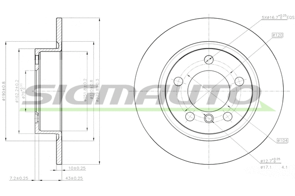 Disque de frein SIGMAUTO DBC123S