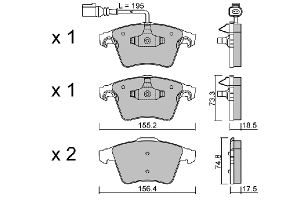 Kit de plaquettes de frein, frein à disque AISIN BPVW-1004